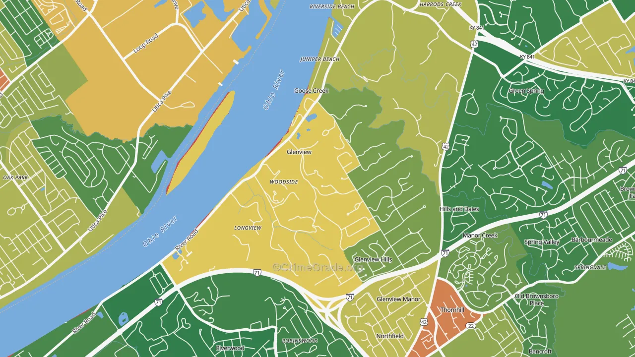 40025, KY Map of Theft Rates