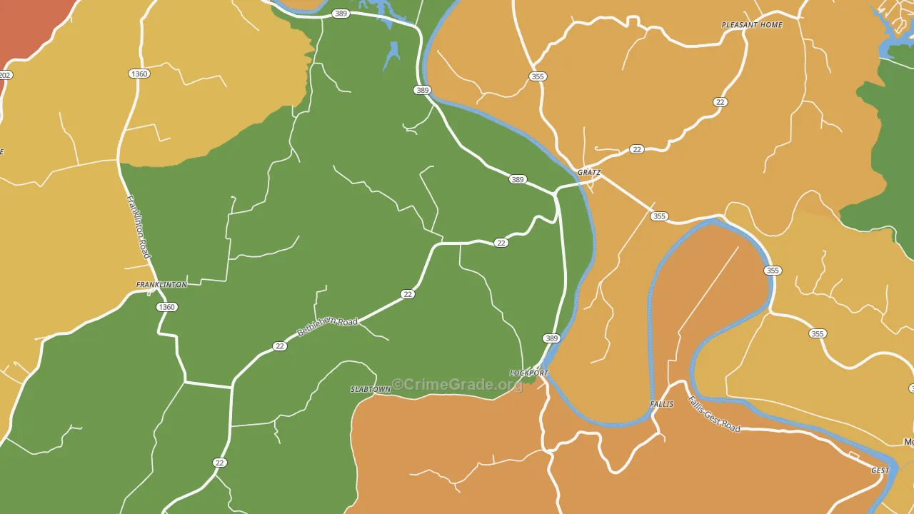 40036, KY Map of Theft Rates