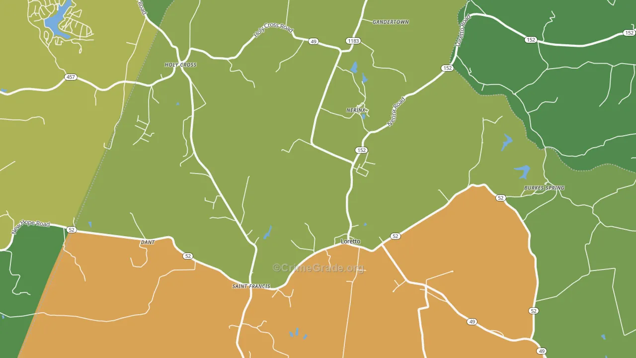 40037, KY Map of Theft Rates