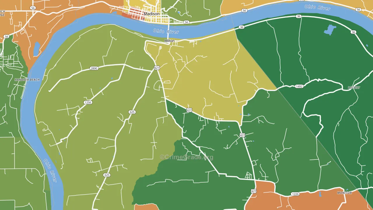 40045, KY Map of Theft Rates