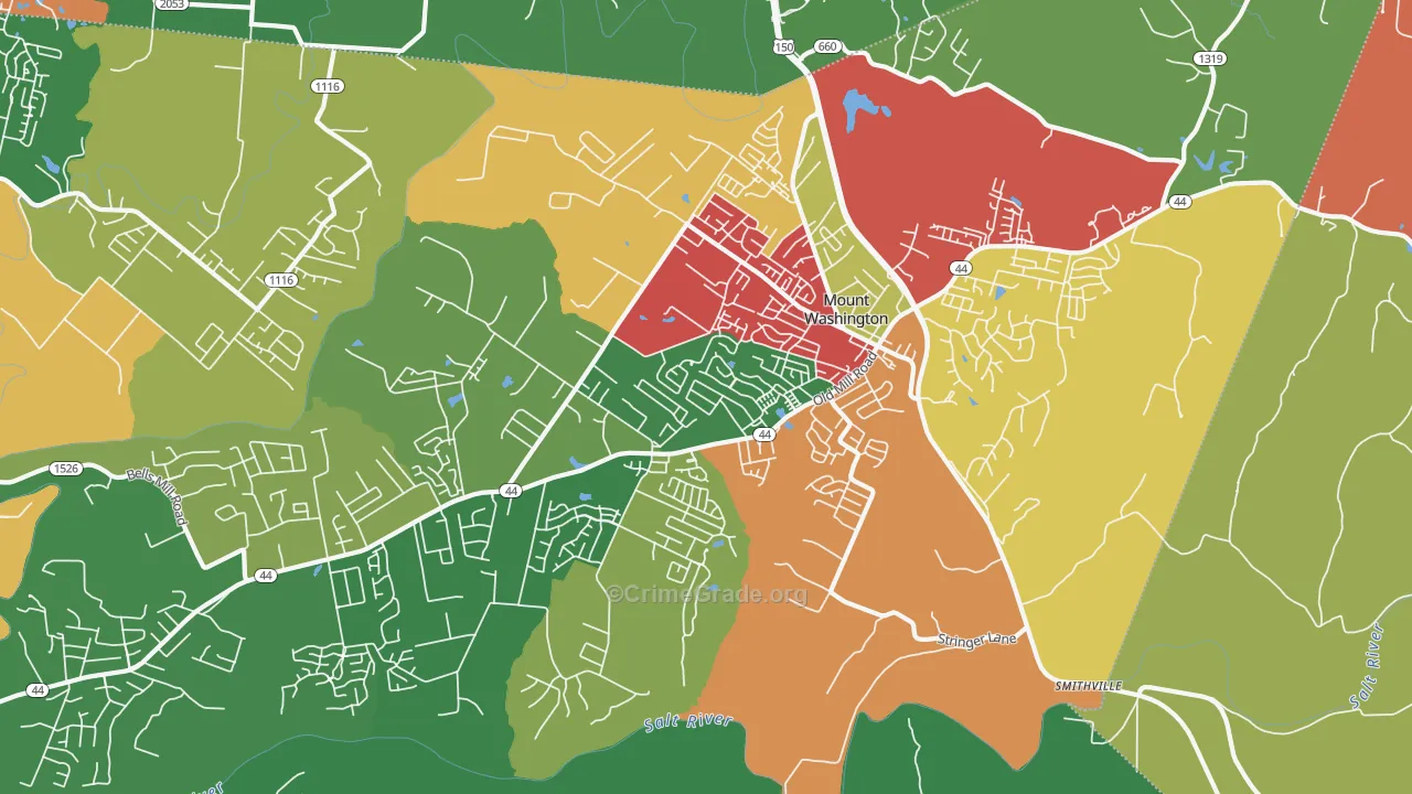 40047, KY Map of Theft Rates