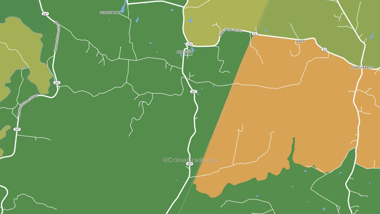 40052, KY Map of Theft Rates