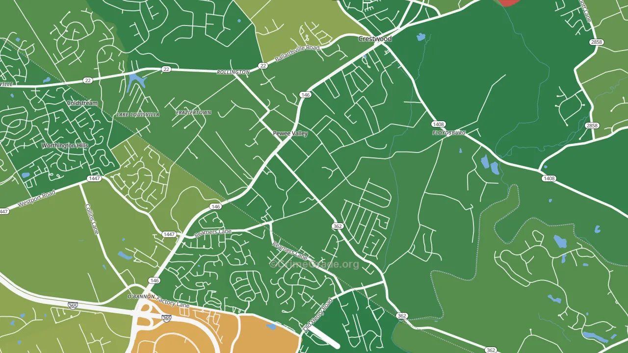 40056, KY Map of Theft Rates