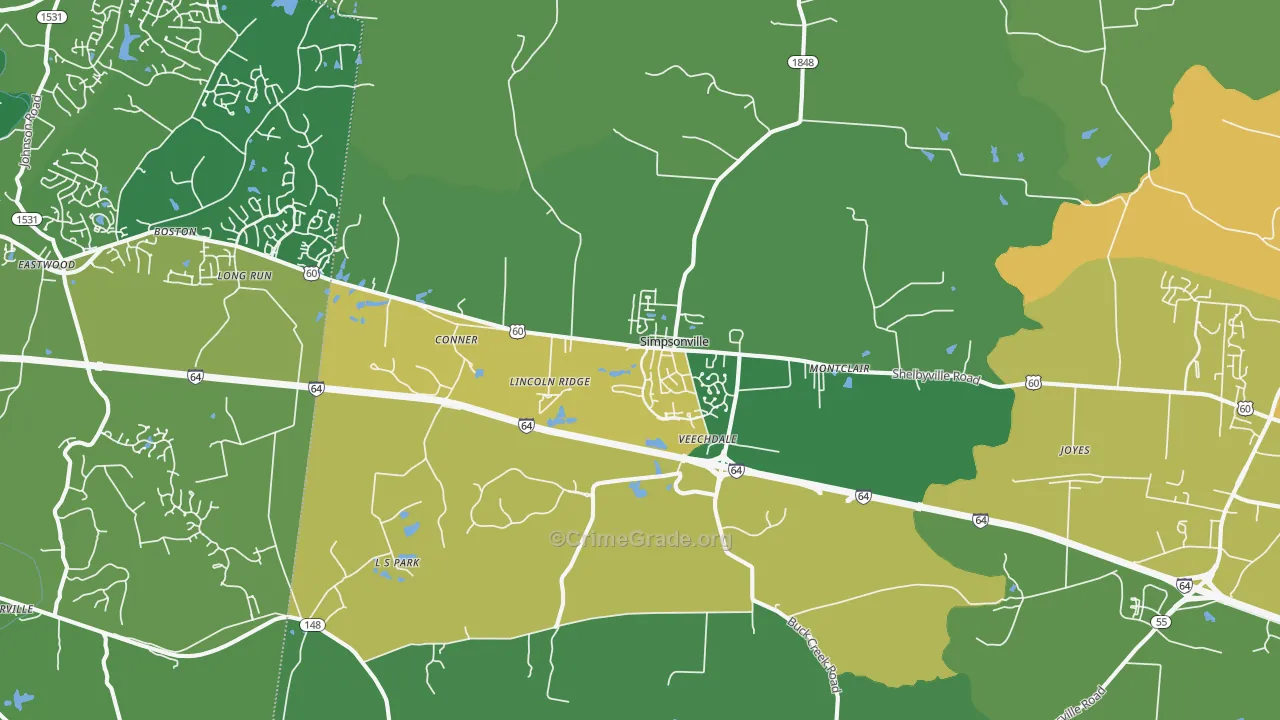 40067, KY Map of Theft Rates