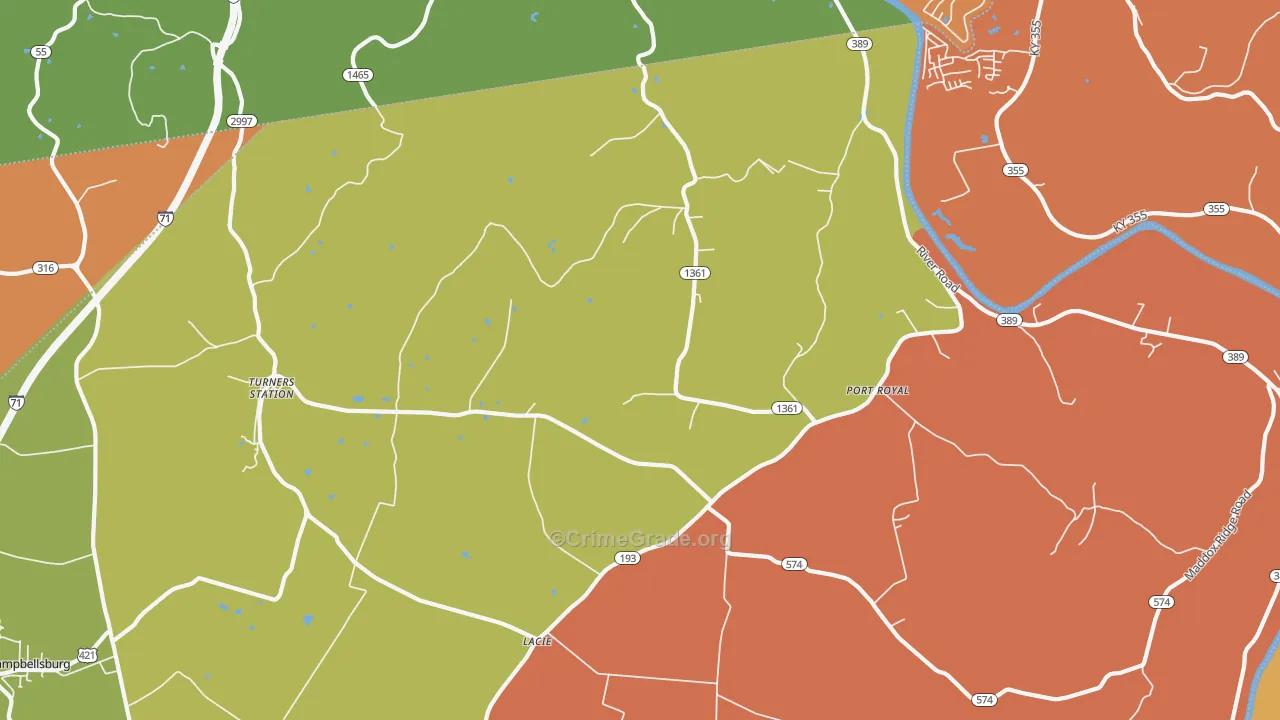 40075, KY Map of Theft Rates