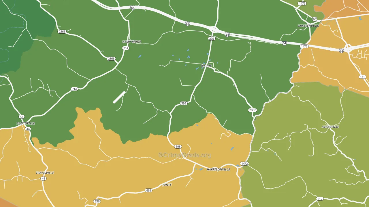 40076, KY Map of Theft Rates