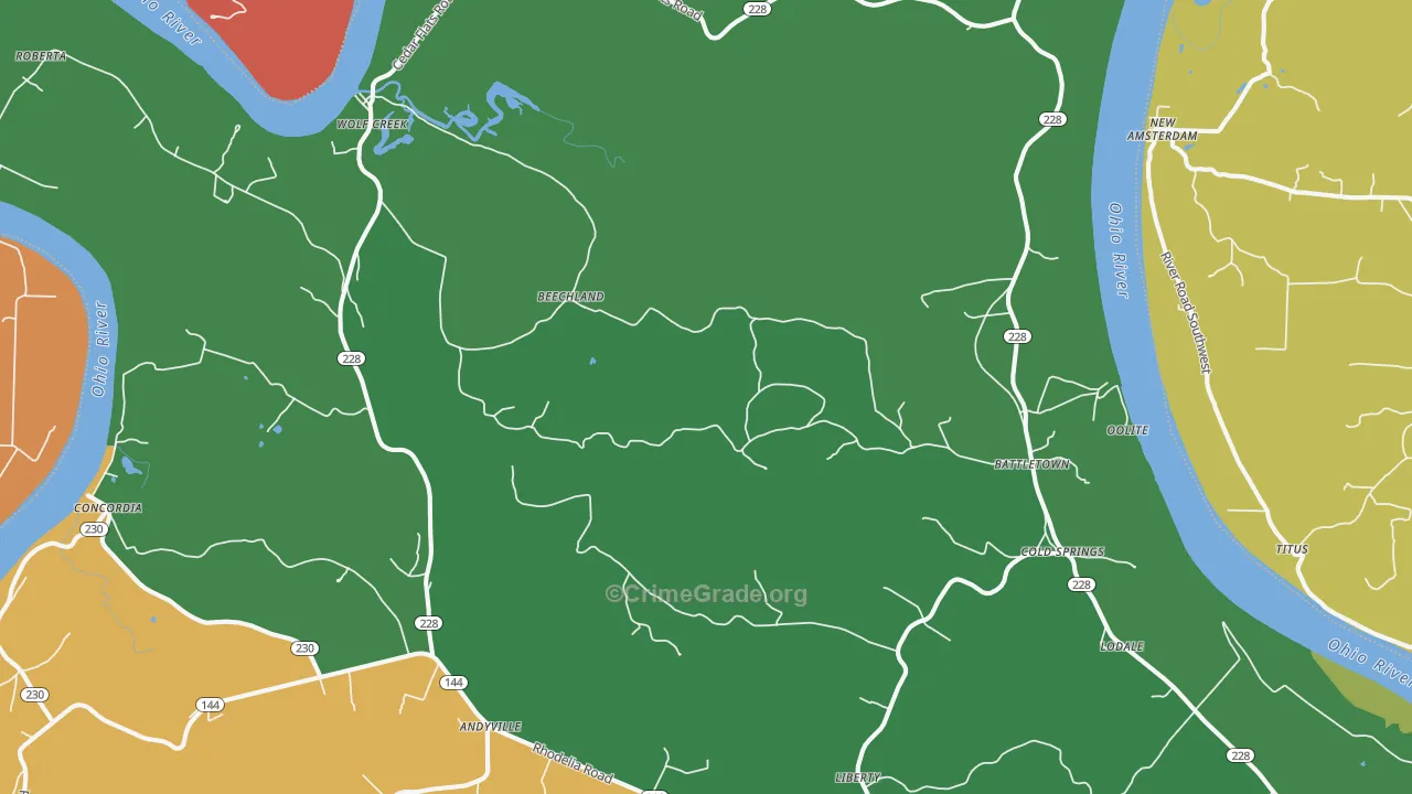 40104, KY Map of Theft Rates