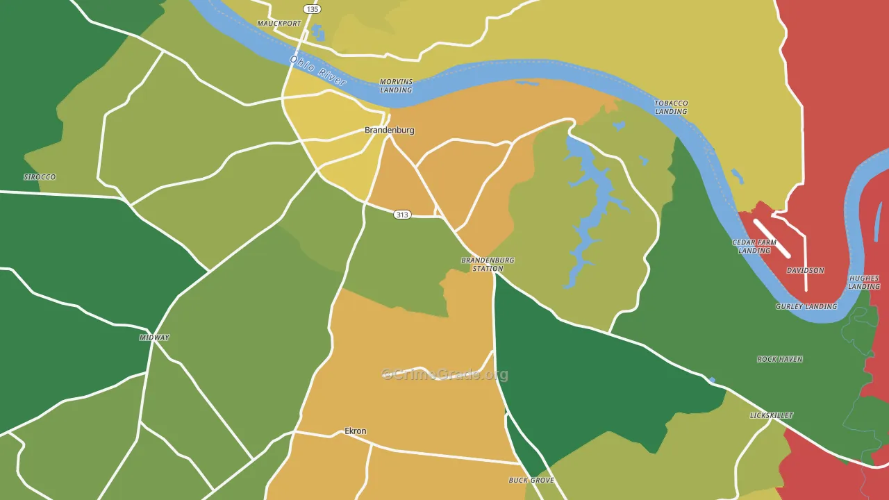 40108, KY Map of Theft Rates