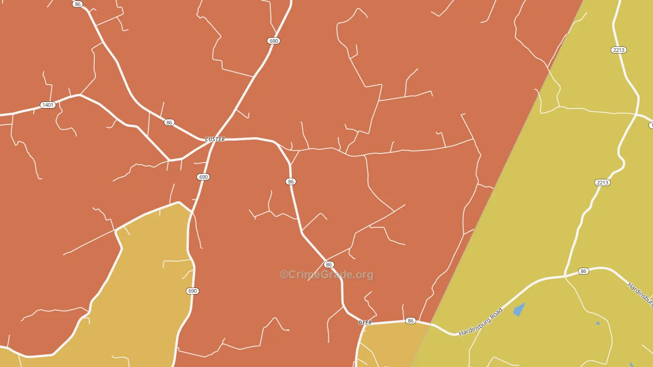 40115, KY Map of Theft Rates