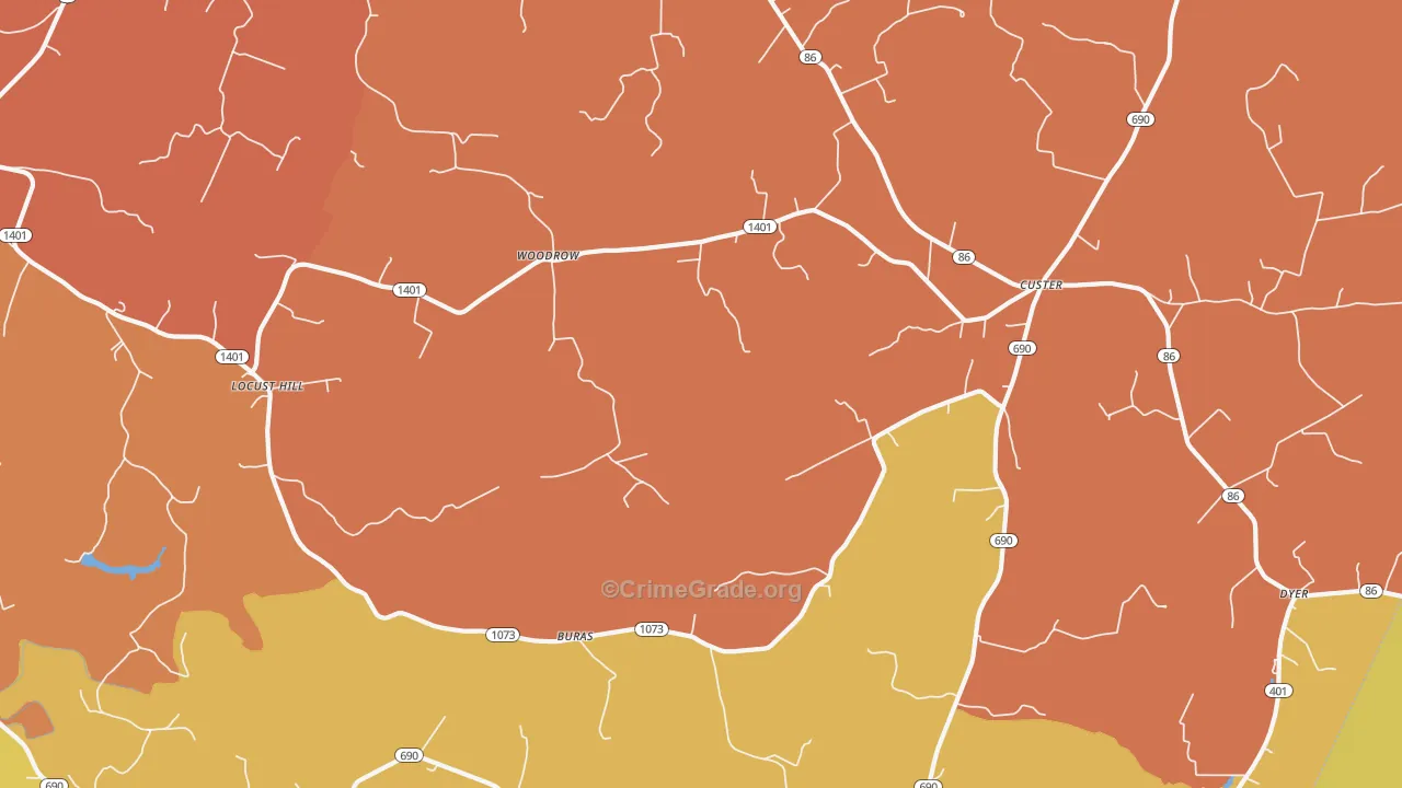 40140, KY Map of Theft Rates