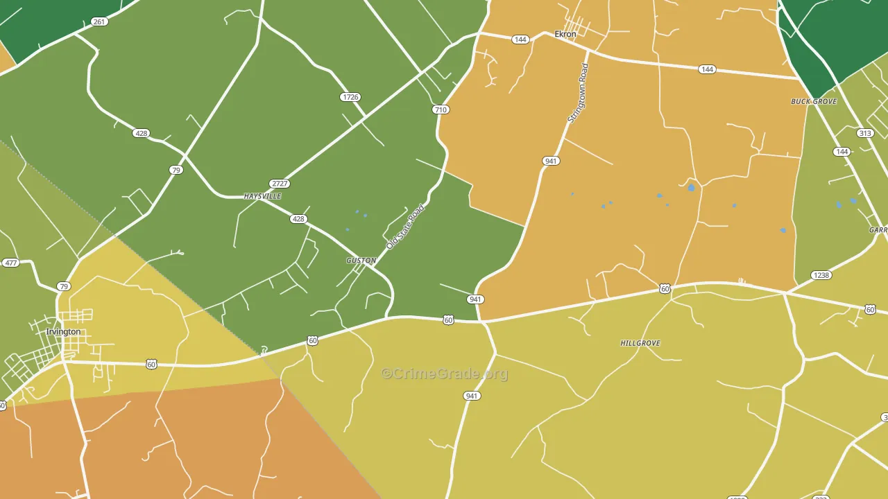 40142, KY Map of Theft Rates