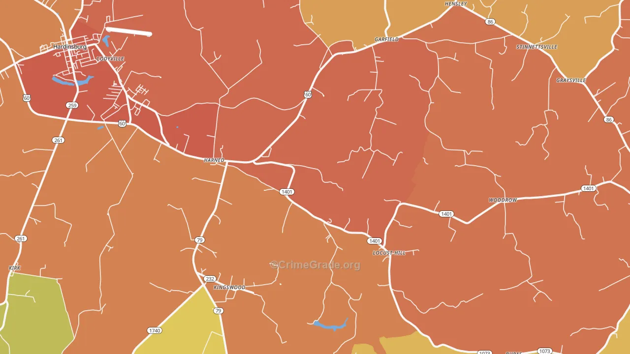 40144, KY Map of Theft Rates