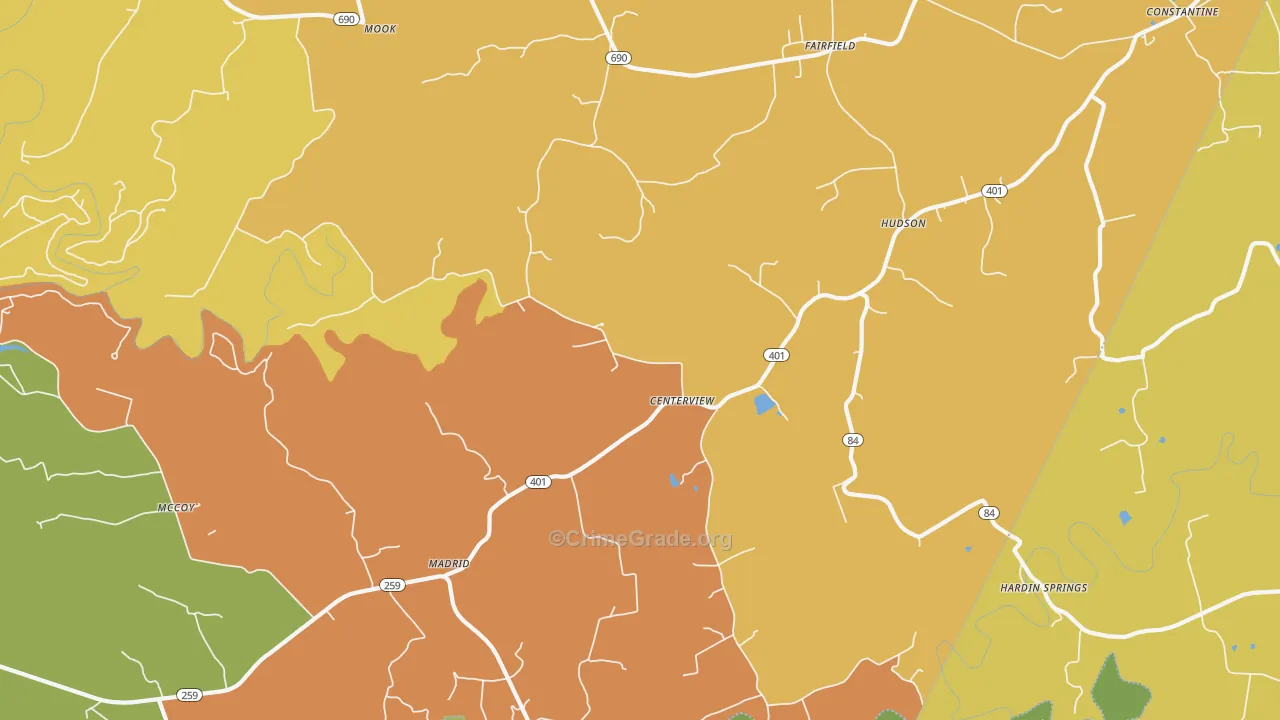 40145, KY Map of Theft Rates