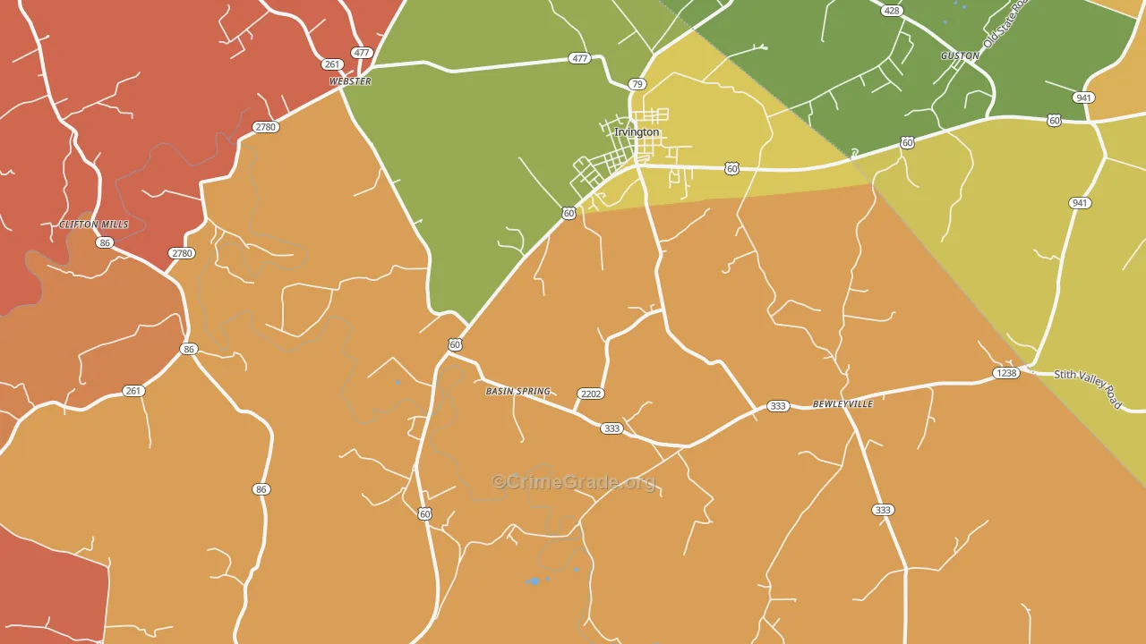 40146, KY Map of Theft Rates