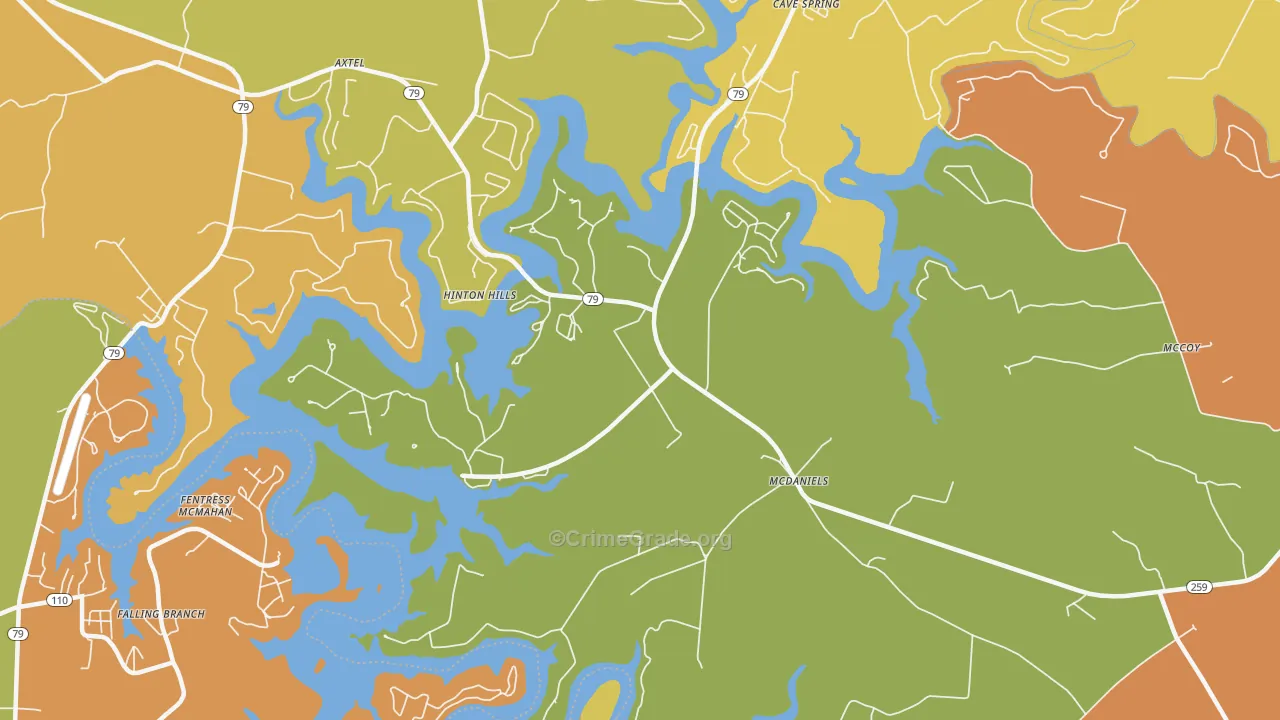 40152, KY Map of Theft Rates