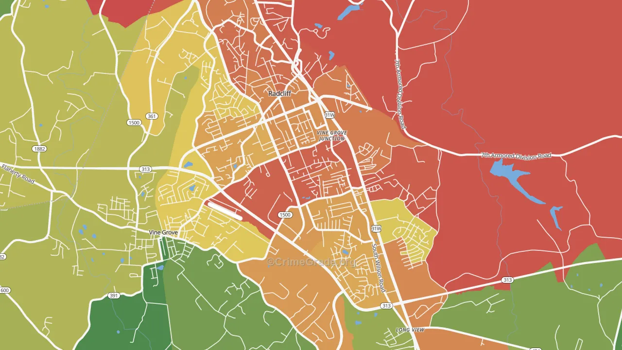 40160, KY Map of Theft Rates