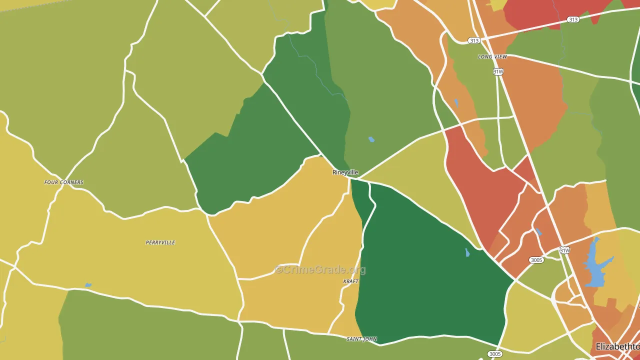 40162, KY Map of Theft Rates