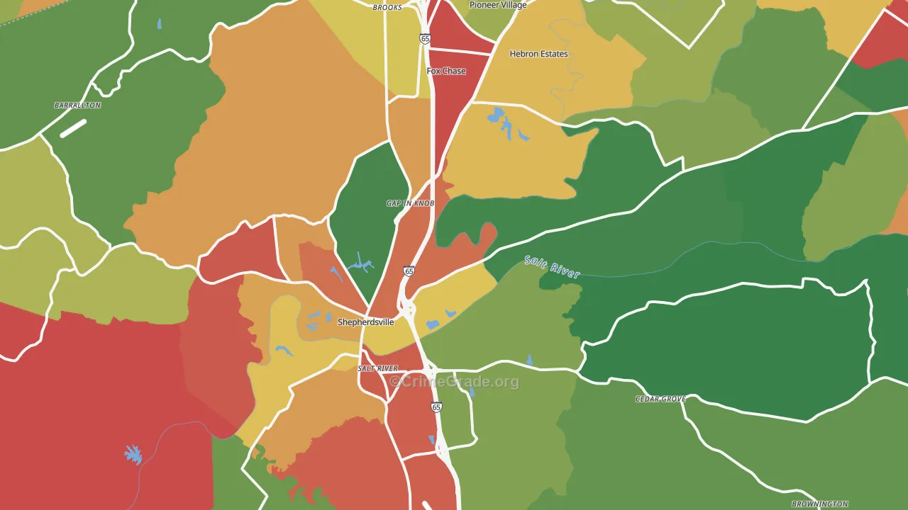 40165, KY Map of Theft Rates
