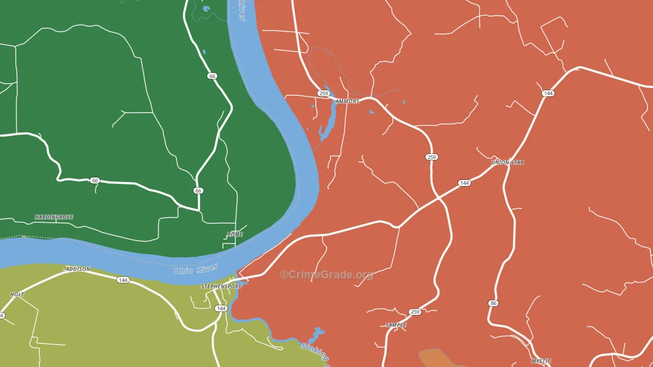 40170, KY Map of Theft Rates