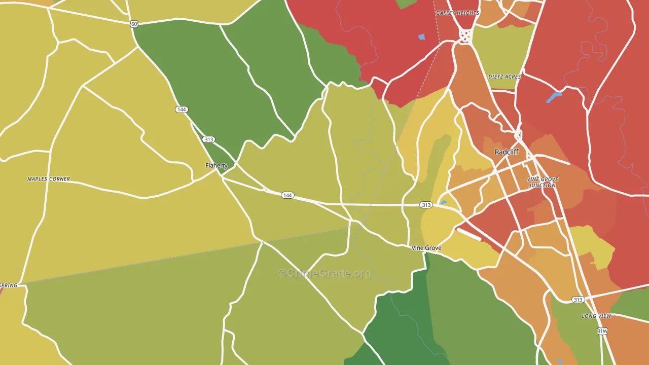 40175, KY Map of Theft Rates