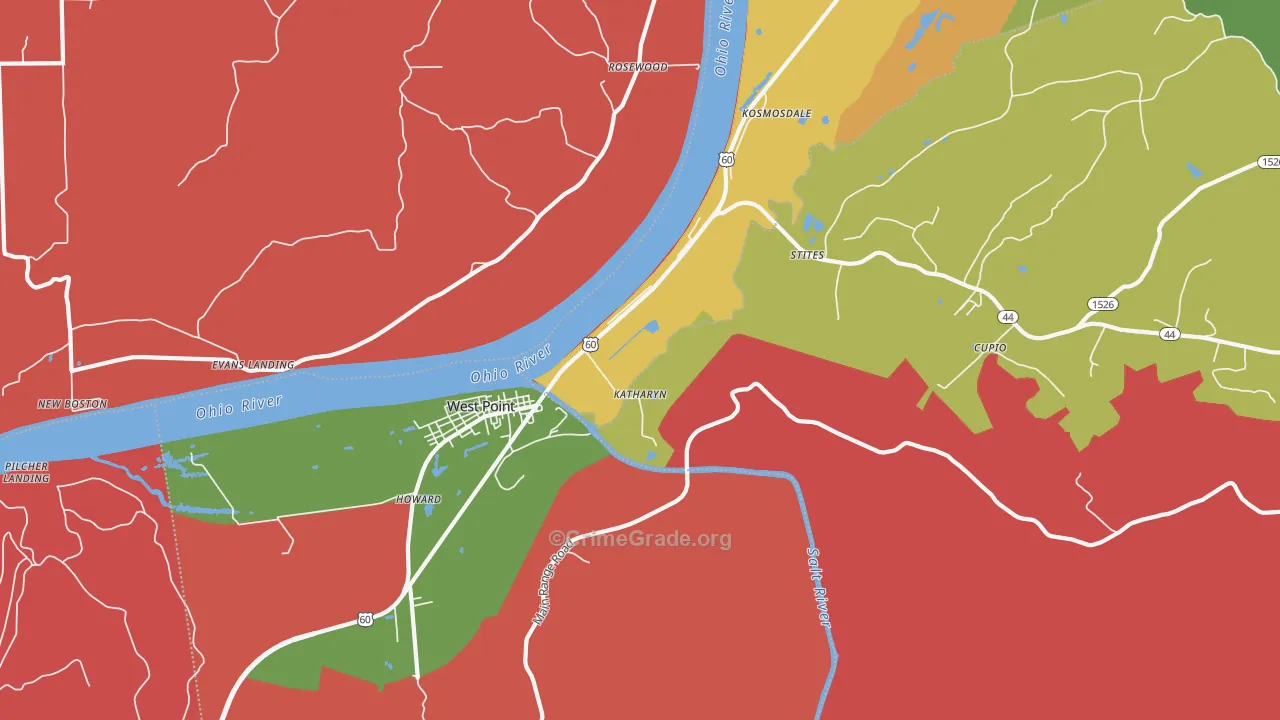 40177, KY Map of Theft Rates
