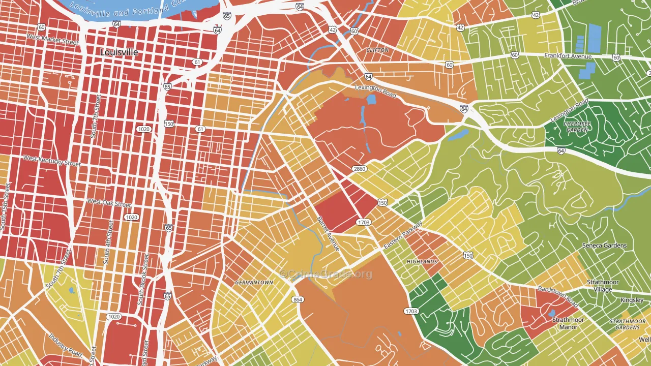 40204, KY Map of Theft Rates