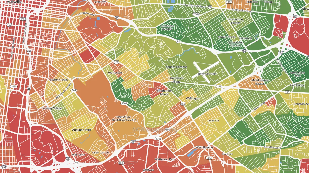 40205, KY Map of Theft Rates