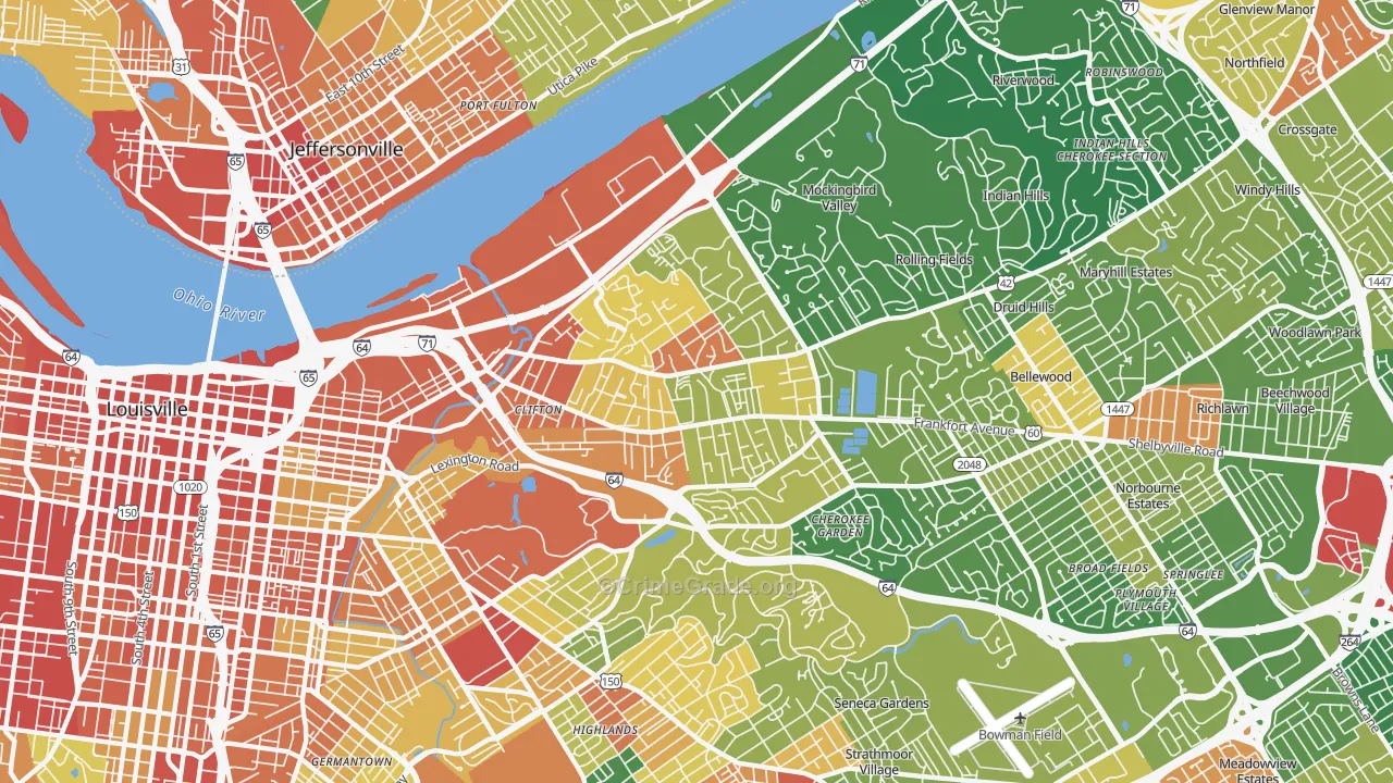 40206, KY Map of Theft Rates