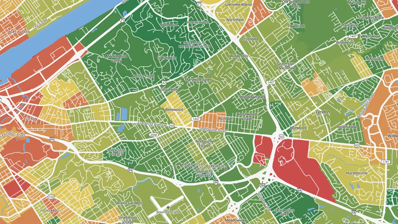 40207, KY Map of Theft Rates