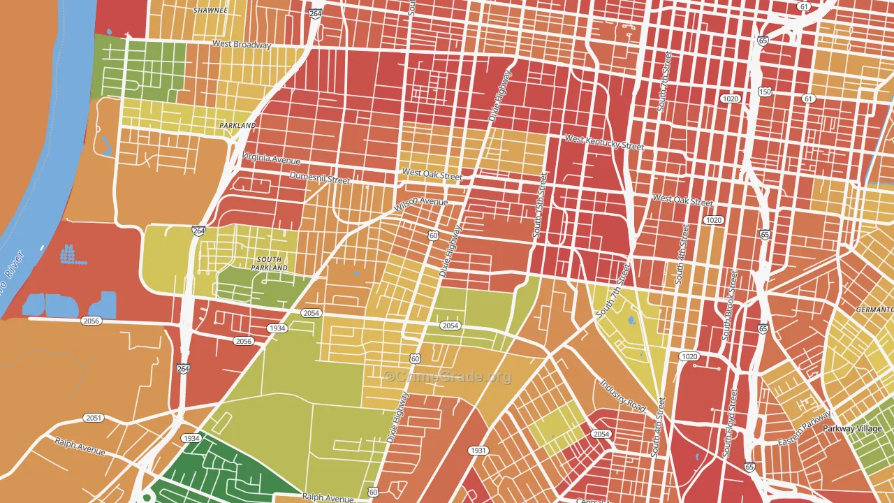 40210, KY Map of Theft Rates