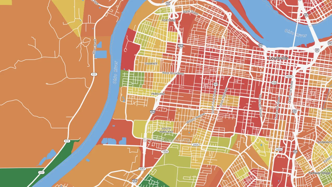 40211, KY Map of Theft Rates