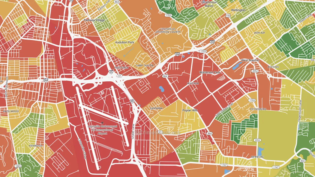 40213, KY Map of Theft Rates