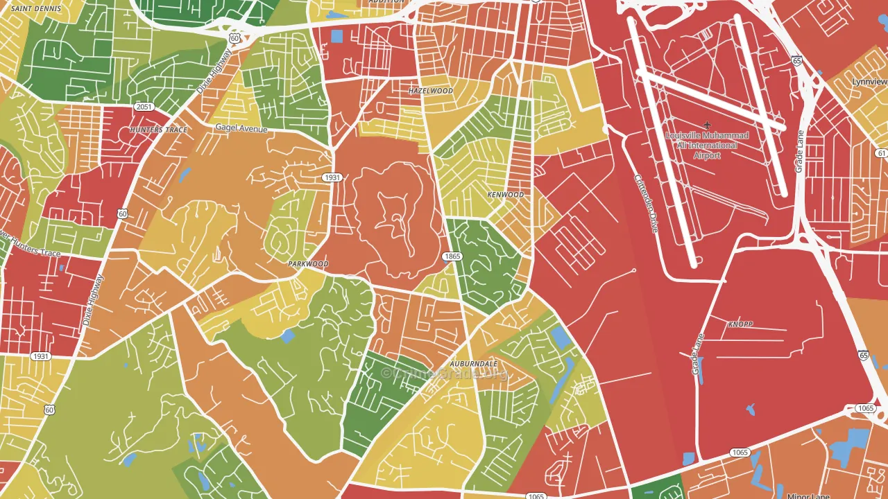 40214, KY Map of Theft Rates