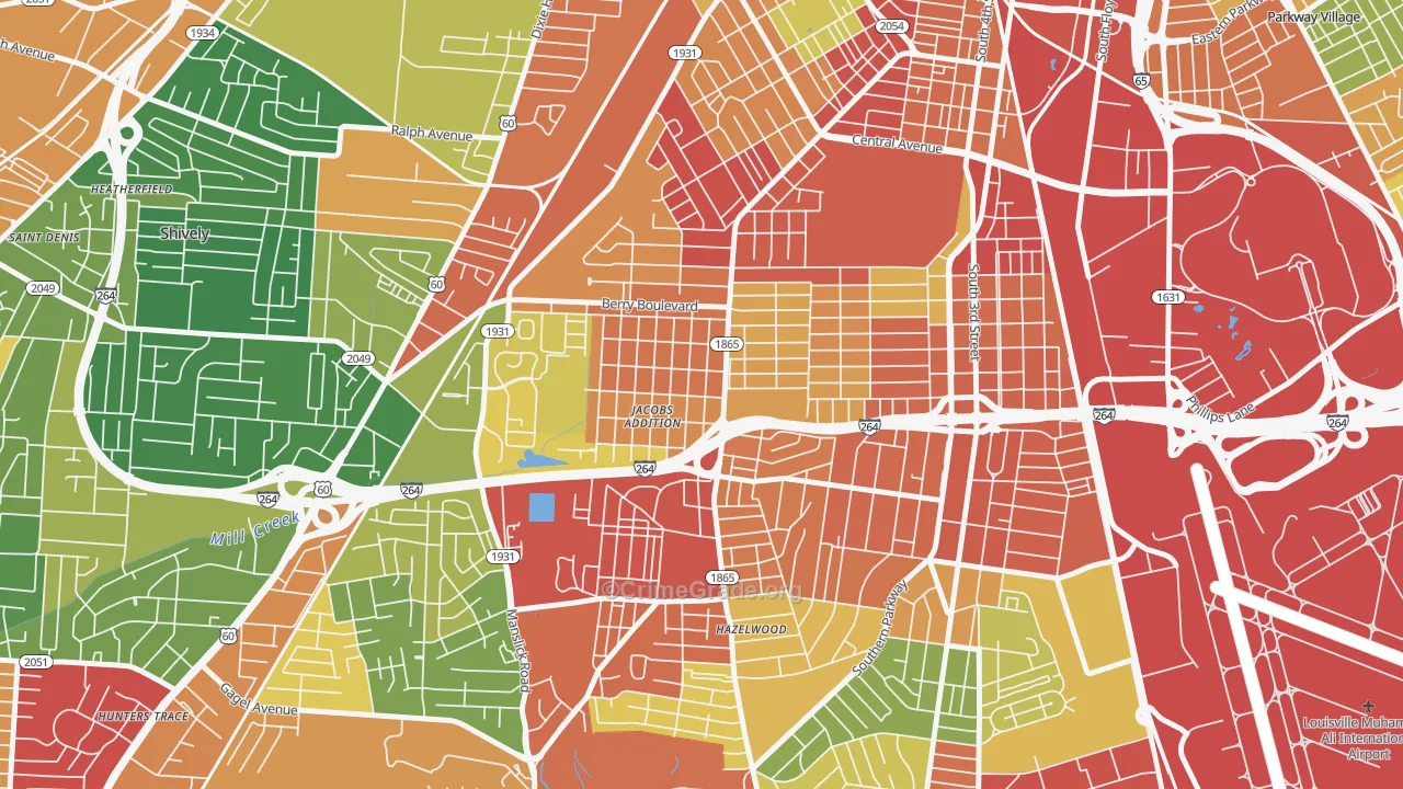 40215, KY Map of Theft Rates