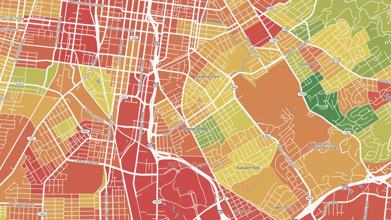40217, KY Map of Theft Rates