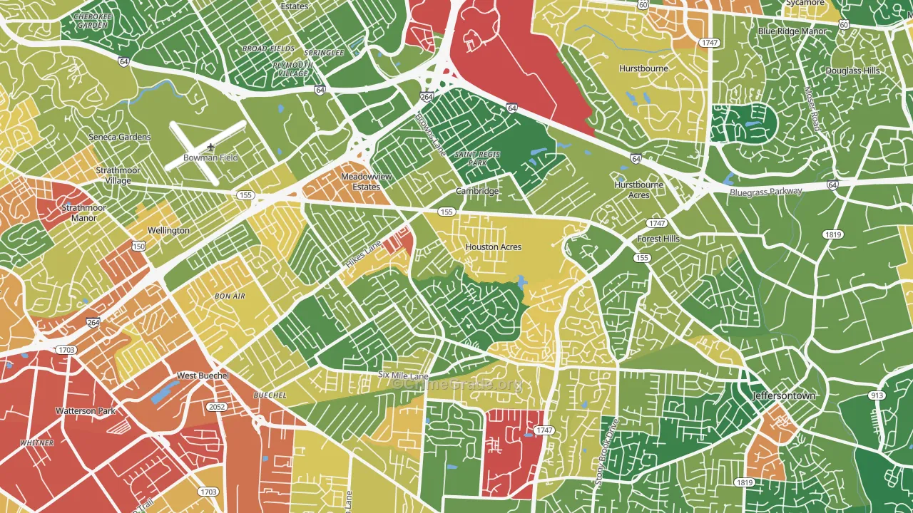40220, KY Map of Theft Rates