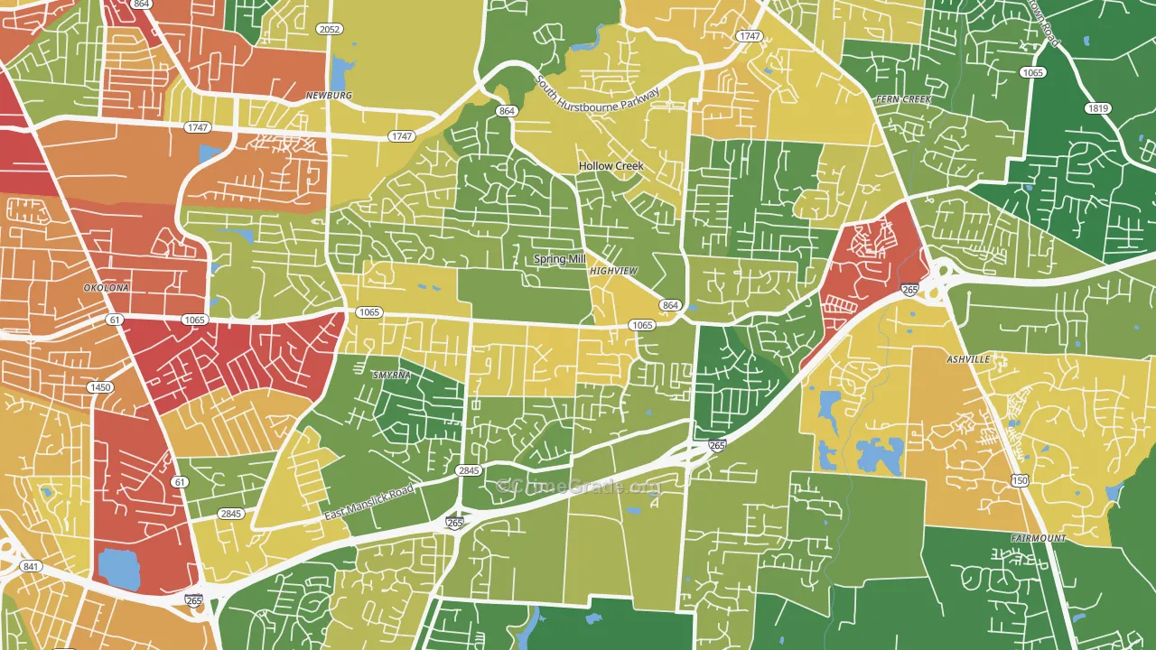 40228, KY Map of Theft Rates
