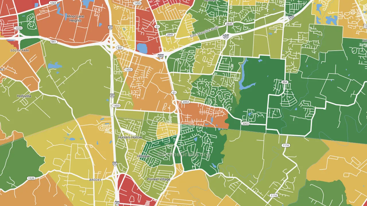 40229, KY Map of Theft Rates