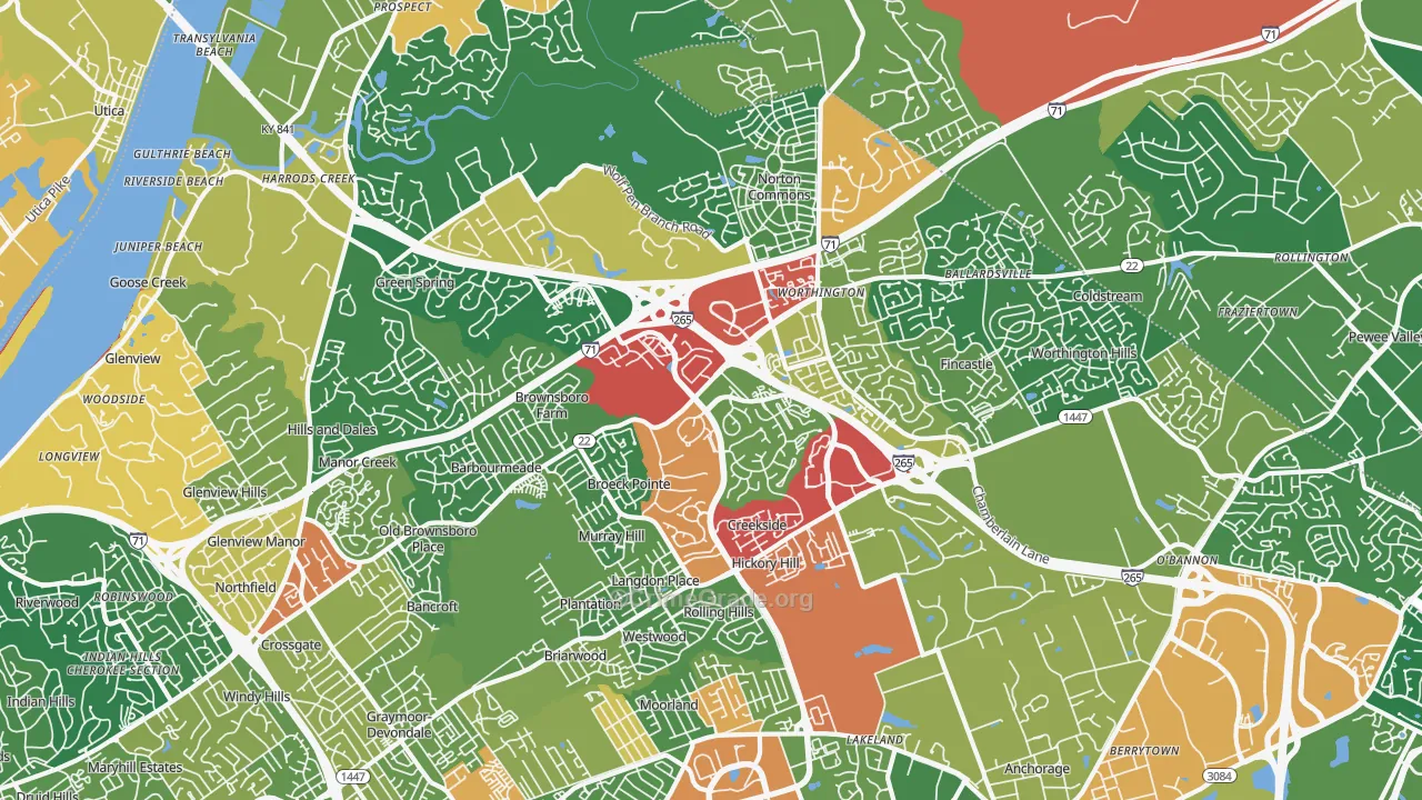 40241, KY Map of Theft Rates