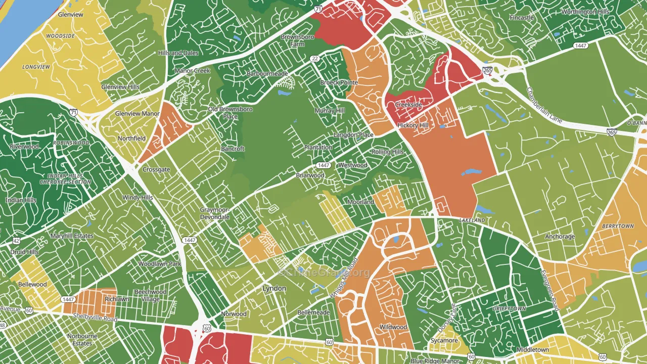 40242, KY Map of Theft Rates