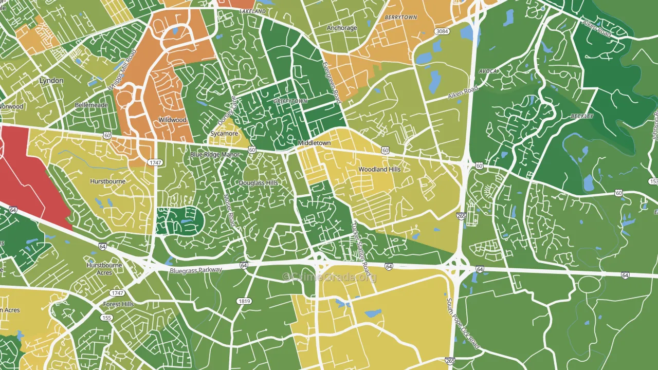 40243, KY Map of Theft Rates