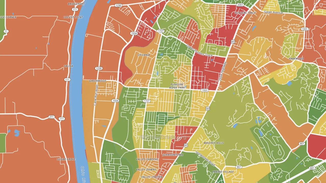 40258, KY Map of Theft Rates