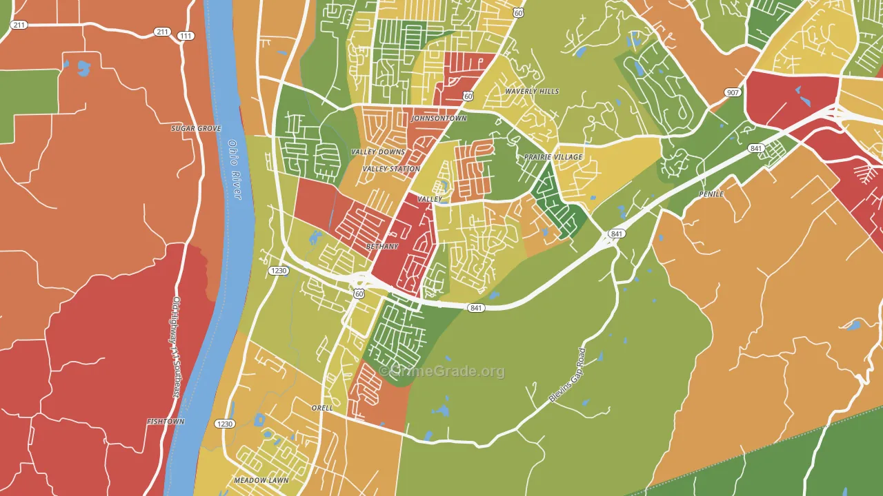40272, KY Map of Theft Rates