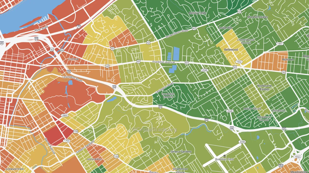 40280, KY Map of Theft Rates