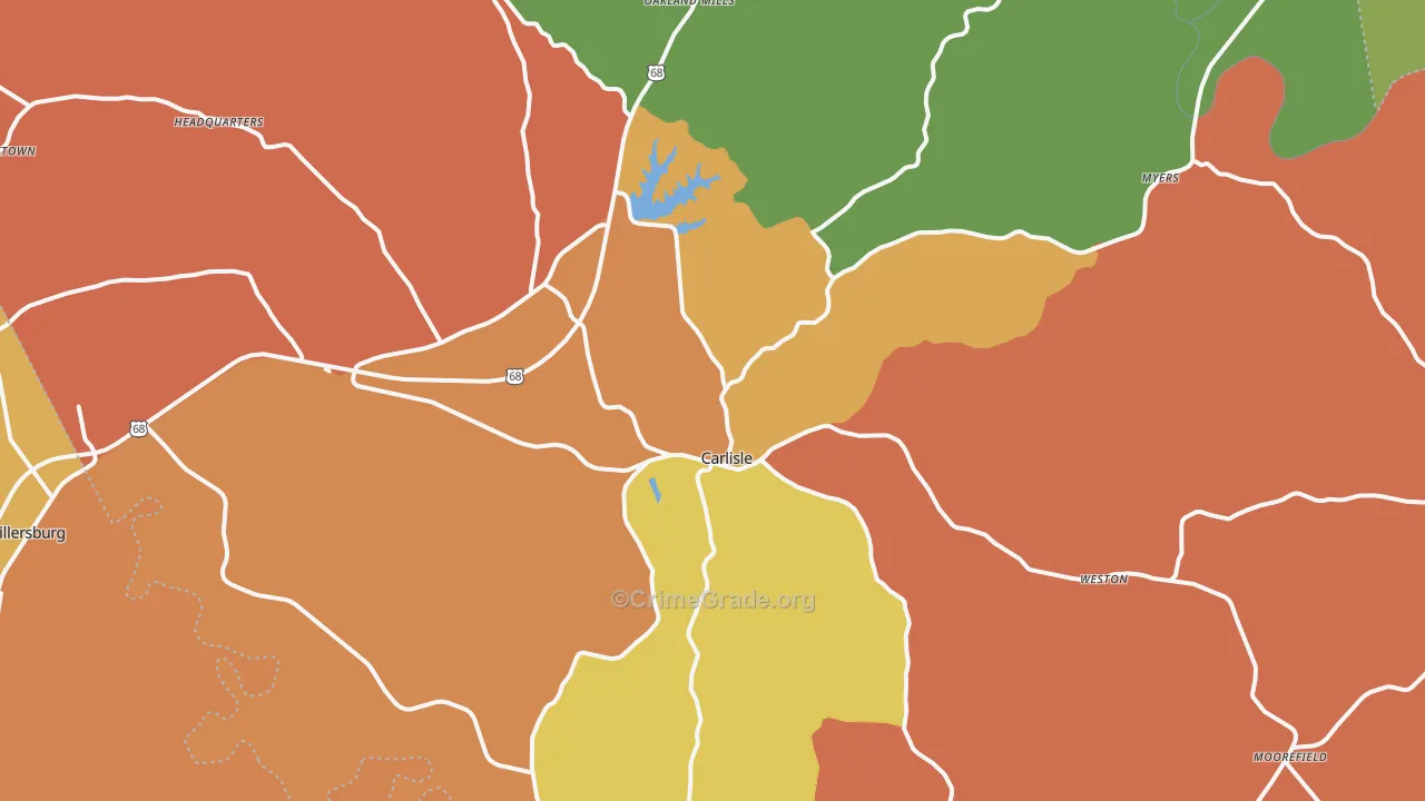 40311, KY Map of Theft Rates