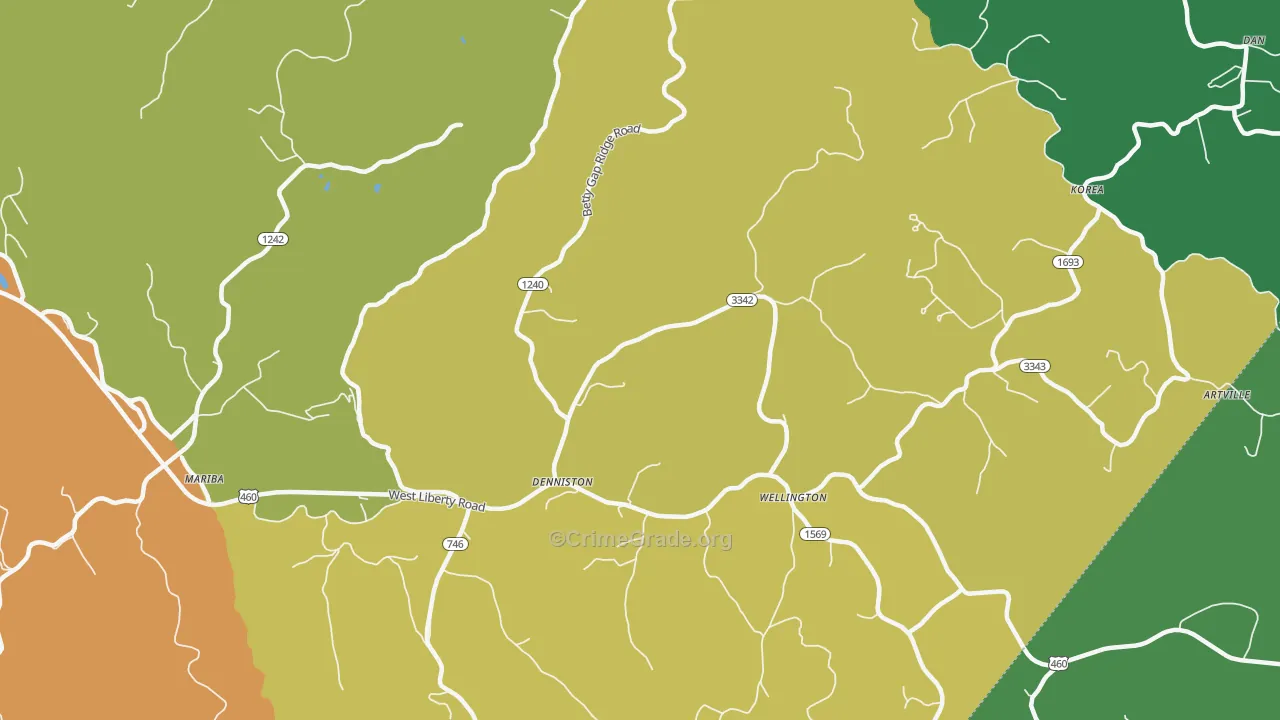 40316, KY Map of Theft Rates