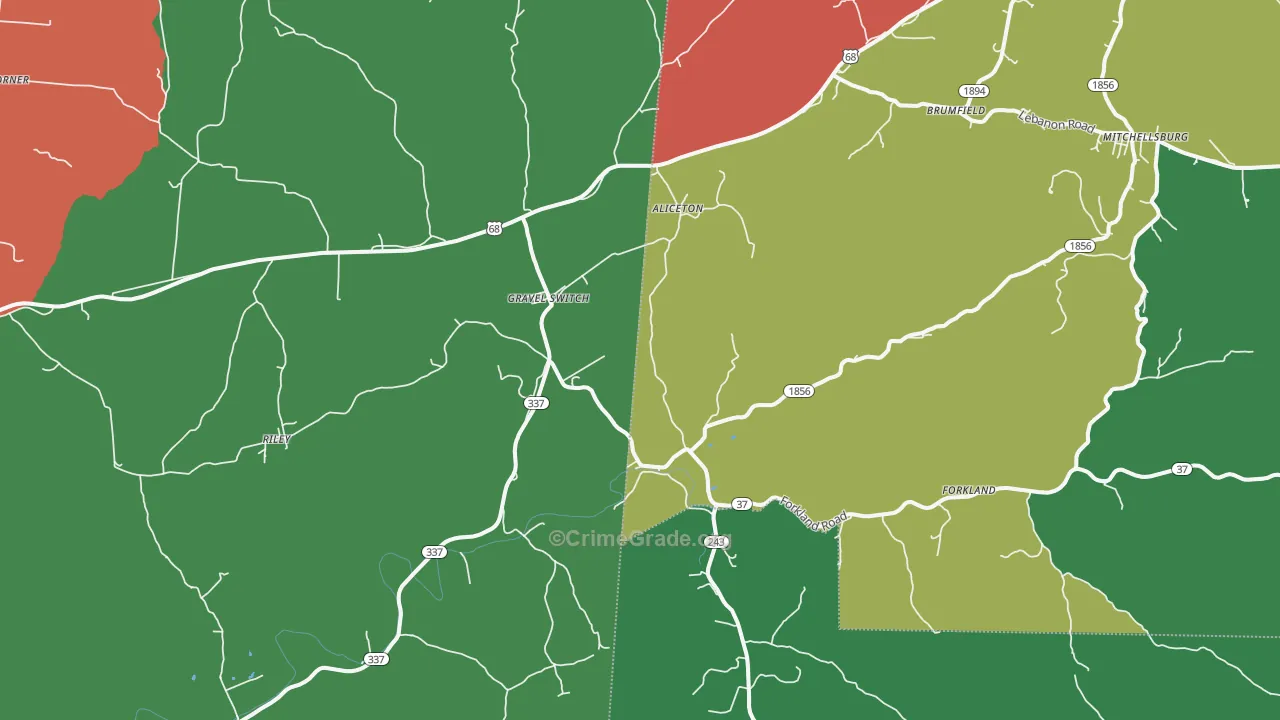 40328, KY Map of Theft Rates