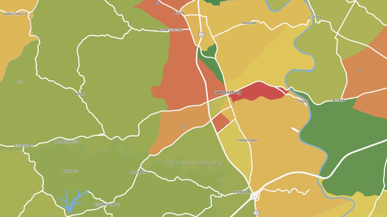 40342, KY Map of Theft Rates