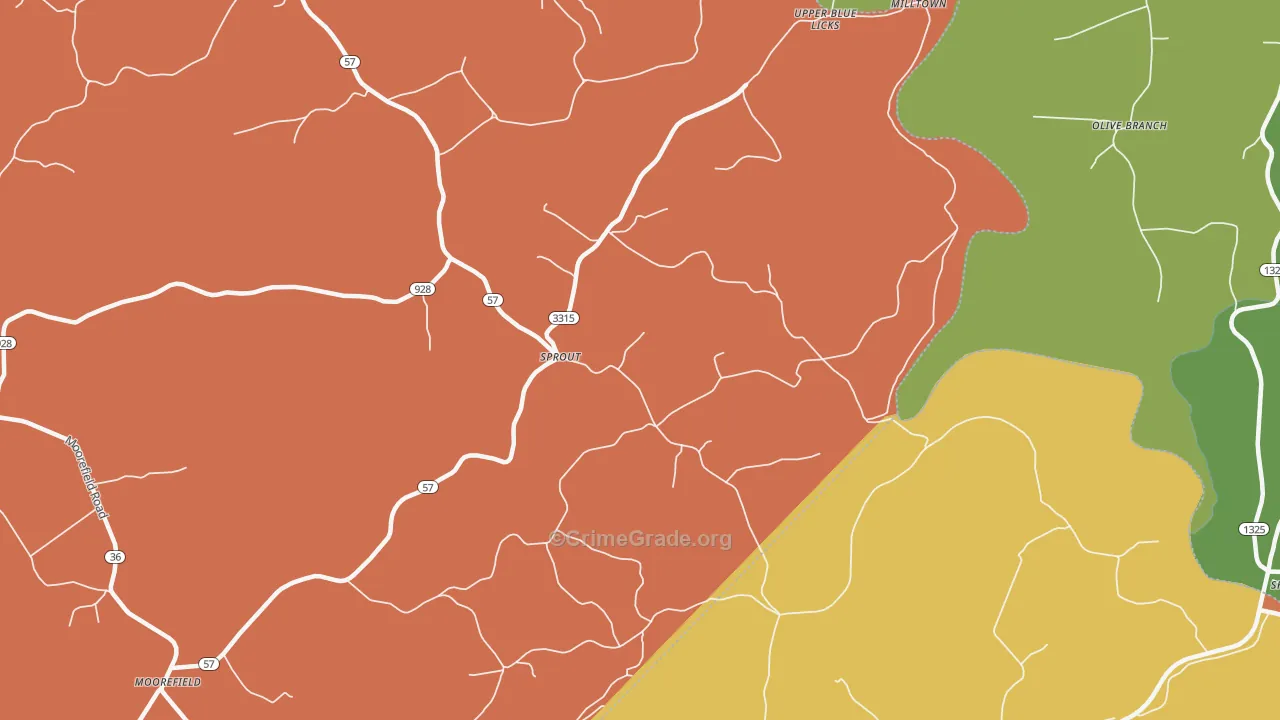 40350, KY Map of Theft Rates