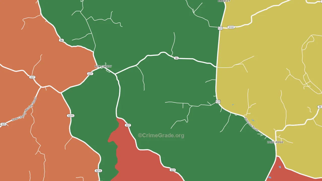40355, KY Map of Theft Rates